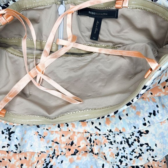 BCBGMaxAzria Layered Ruffle Mini Dress Double Lined Strapless Size 2 MSR… - Picture 9 of 12